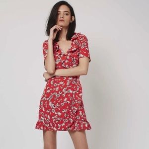 Topshop Red Floral Wrap Dress